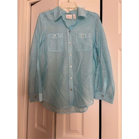 Chico’s Sheer Button Up Blouse - Picture 1 of 6